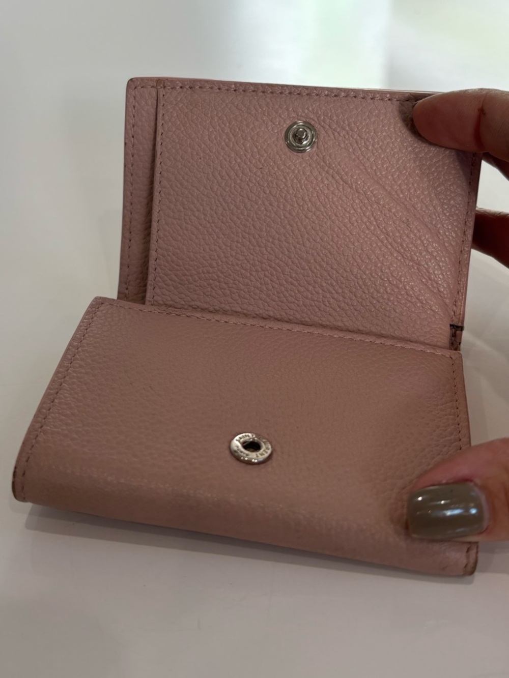 Saint Laurent YSL Blush Pink Leather Small Wallet Snap Closure Compact Mini Coin - Picture 7 of 11
